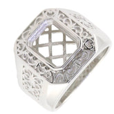 Sterling Silver Semi Mount Ring Setting Emerald OCT 10x8mm Men's Ring Bezel Fleur de lis Ring - Syzjewelry